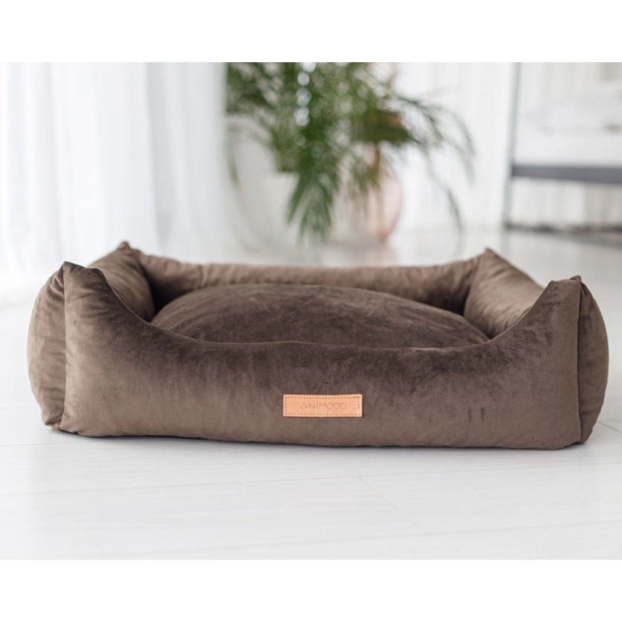 ANIMOOD Alex hundeseng, rektangulr - brun fljl stof (66x79)