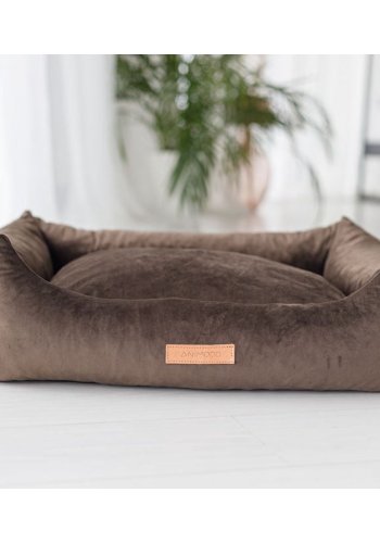 ANIMOOD Alex hundeseng, rektangulr - brun fljl stof (69x90)