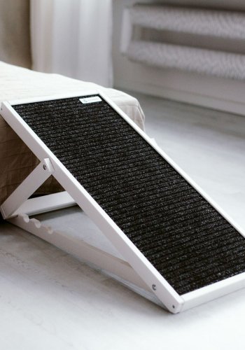 ANIMOOD Skipper rampe til hunde, justerbar i 4 hjder - hvid fyrretr