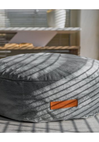 ANIMOOD Molly puf til kledyr, rund - mrkegr fljl stof (67)