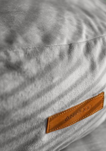 ANIMOOD Molly puf til kledyr, rund - mrkegr fljl stof (67)