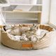 ANIMOOD Mia hundeseng, oval - beige fljl stof (72x61)
