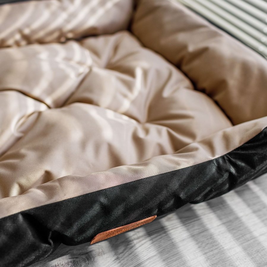 ANIMOOD Milo quiltet hundeseng, rektangulr - beige og wigofil stof (76x60)