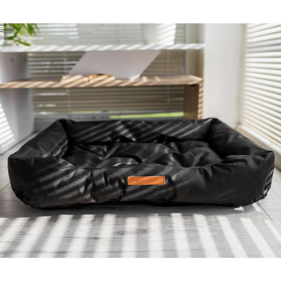 ANIMOOD Milo quiltet hundeseng, rektangulr - sort wigofil stof (76x60)