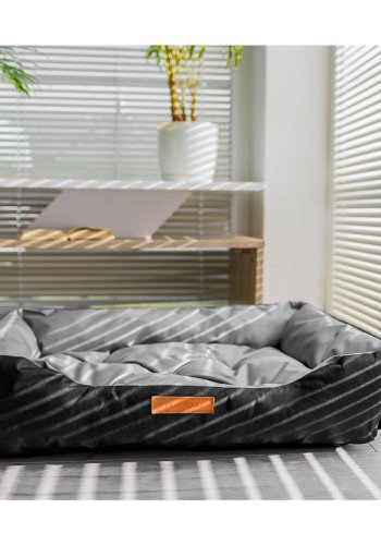 ANIMOOD Milo quiltet hundeseng, rektangulr - gr og wigofil stof (76x60)
