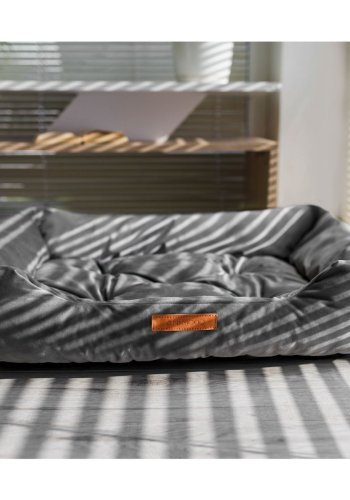 ANIMOOD Milo quiltet hundeseng, rektangulr - gr fljl stof (76x60)