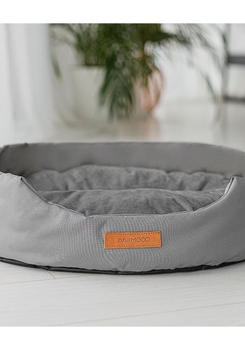 ANIMOOD Mia hundeseng, oval - gr fljl stof (62x51)