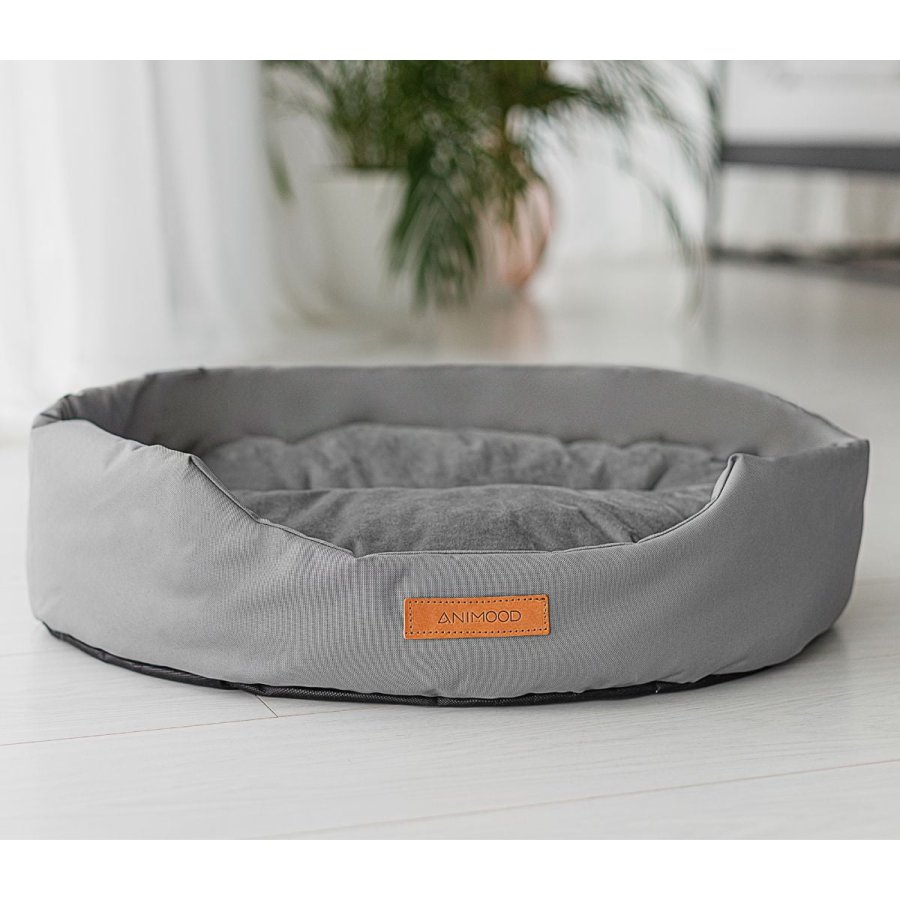ANIMOOD Mia hundeseng, oval - gr fljl stof (72x61)