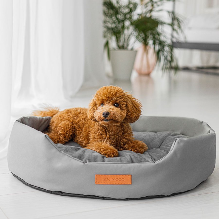 ANIMOOD Mia hundeseng, oval - gr fljl stof (72x61)