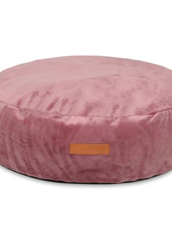 ANIMOOD Molly puf til kledyr, rund - rd fljl stof (67)