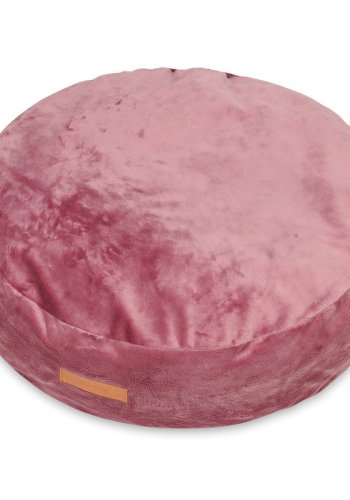 ANIMOOD Molly puf til kledyr, rund - rd fljl stof (67)