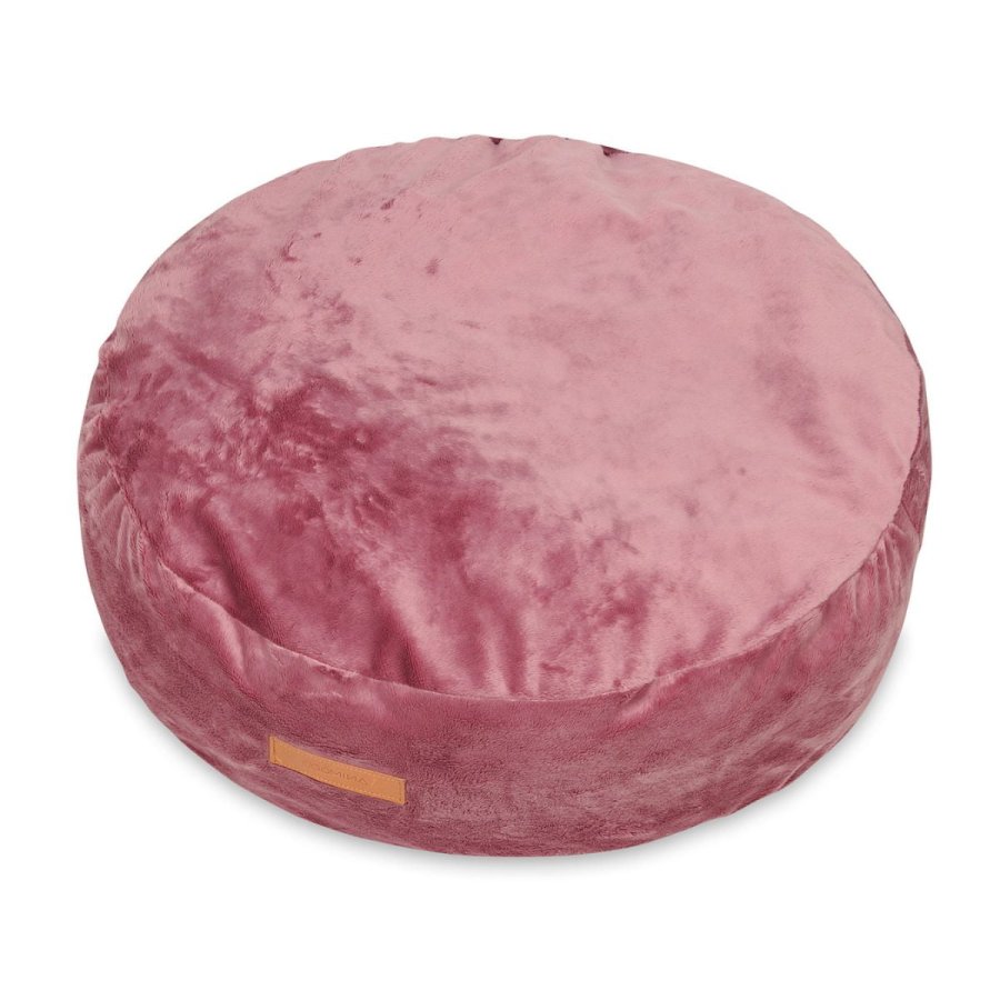ANIMOOD Molly puf til kledyr, rund - rd fljl stof (67)