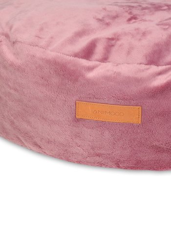 ANIMOOD Molly puf til kledyr, rund - rd fljl stof (67)