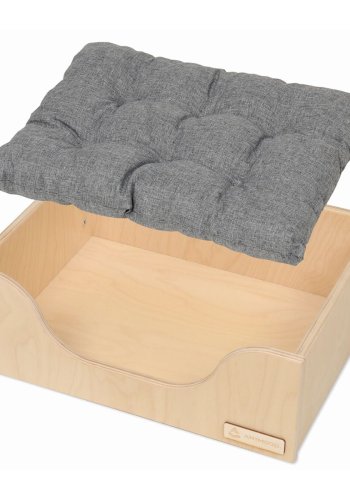 ANIMOOD Marti hundeseng, m. lysegr pude - natur krydsfinér tr (66x50)