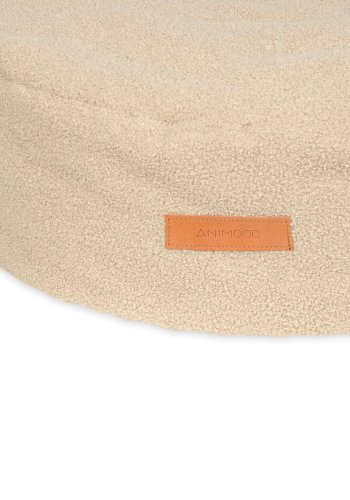 ANIMOOD Coco puf til kledyr, rund - mrk beige genbrugt Bouclé stof (67)