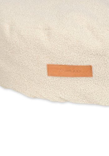 ANIMOOD Coco puf til kledyr, rund - lys beige genbrugt Bouclé stof (67)