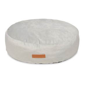 ANIMOOD Molly puf til kledyr, rund - lysegr fljl stof (67)
