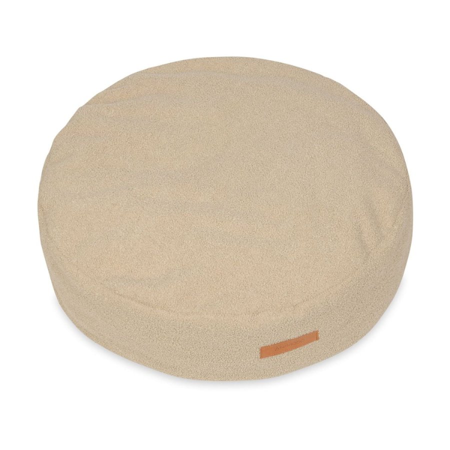 ANIMOOD Coco puf til kledyr, rund - mrk beige genbrugt Bouclé stof (67)