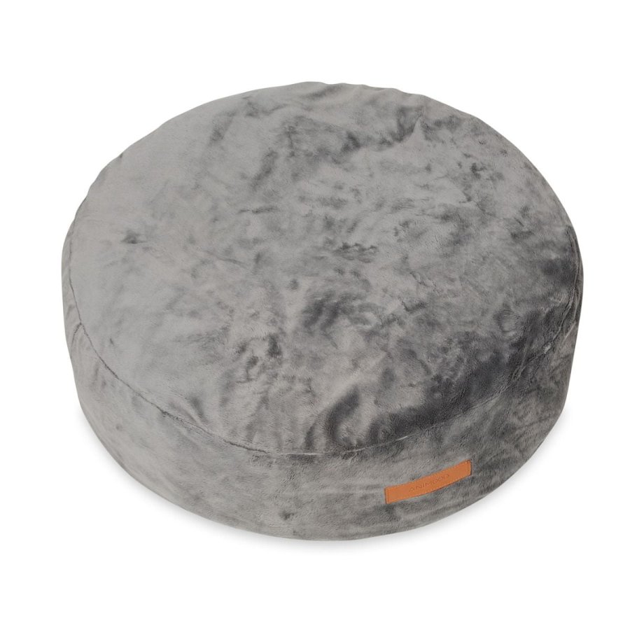 ANIMOOD Molly puf til kledyr, rund - mrkegr fljl stof (67)