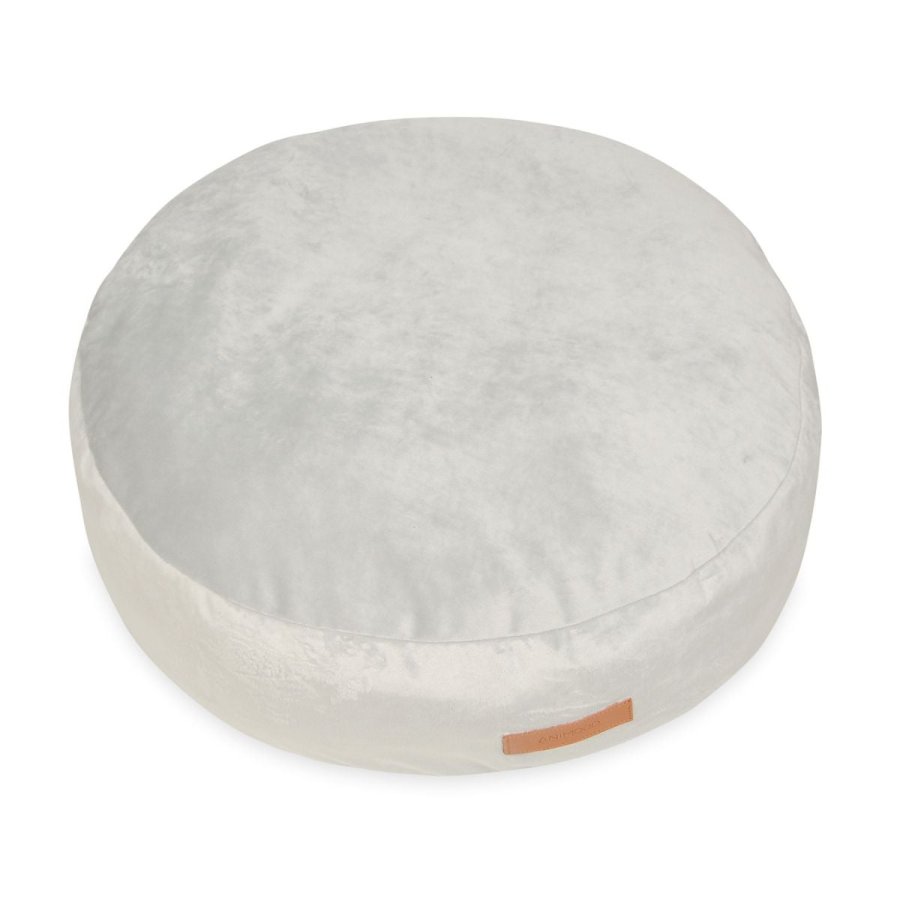 ANIMOOD Molly puf til kledyr, rund - lysegr fljl stof (67)