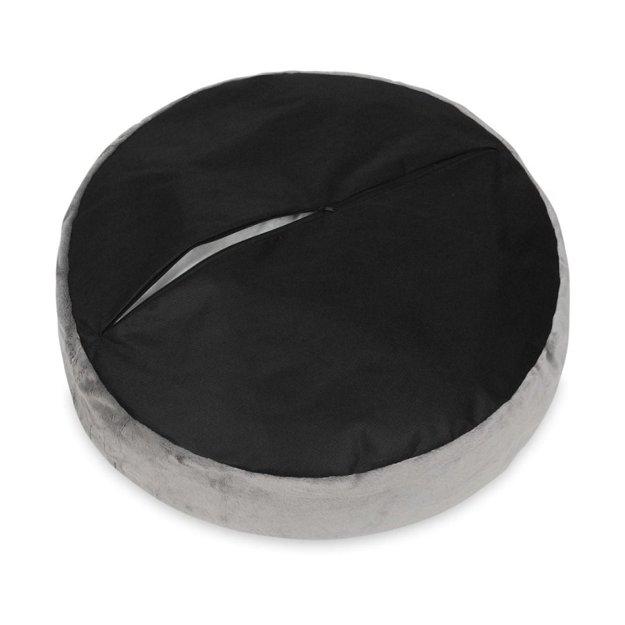 ANIMOOD Molly puf til kledyr, rund - mrkegr fljl stof (67)