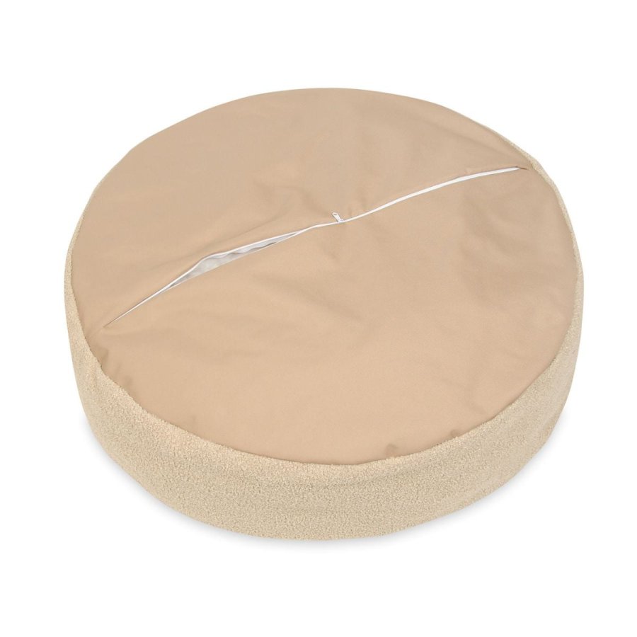 ANIMOOD Coco puf til kledyr, rund - mrk beige genbrugt Bouclé stof (67)