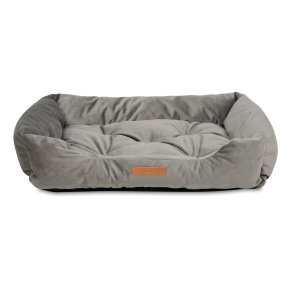 ANIMOOD Milo quiltet hundeseng, rektangulr - gr fljl stof (76x60)
