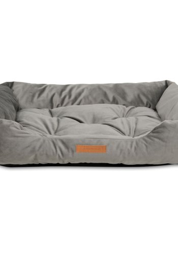 ANIMOOD Milo quiltet hundeseng, rektangulr - gr fljl stof (76x60)