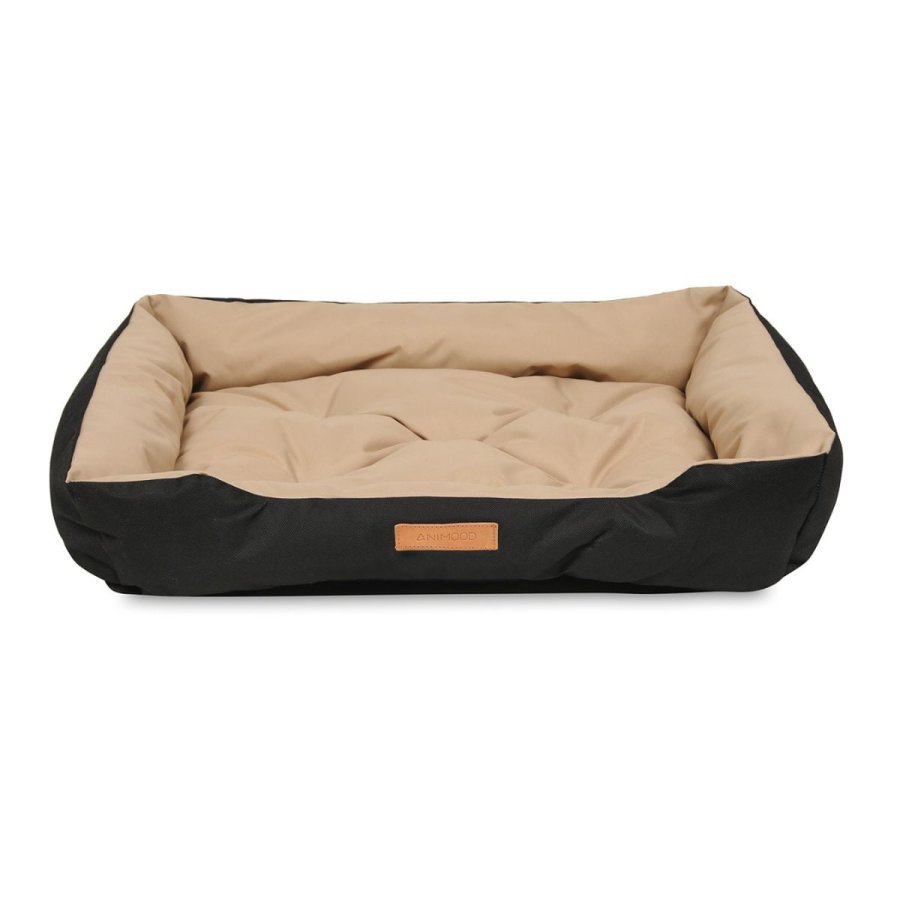 ANIMOOD Milo quiltet hundeseng, rektangulr - beige og wigofil stof (76x60)