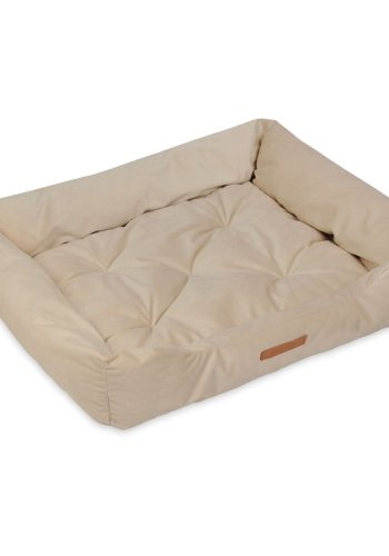 ANIMOOD Milo quiltet hundeseng, rektangulr - beige fljl stof (76x60)