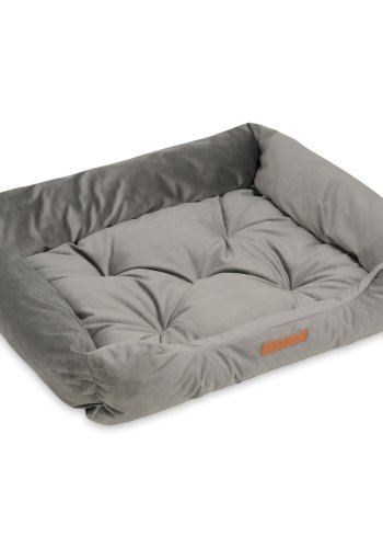 ANIMOOD Milo quiltet hundeseng, rektangulr - gr fljl stof (76x60)