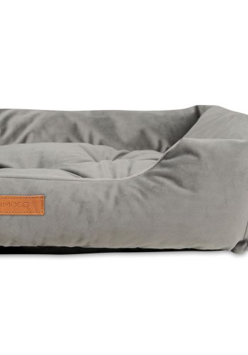 ANIMOOD Milo quiltet hundeseng, rektangulr - gr fljl stof (76x60)