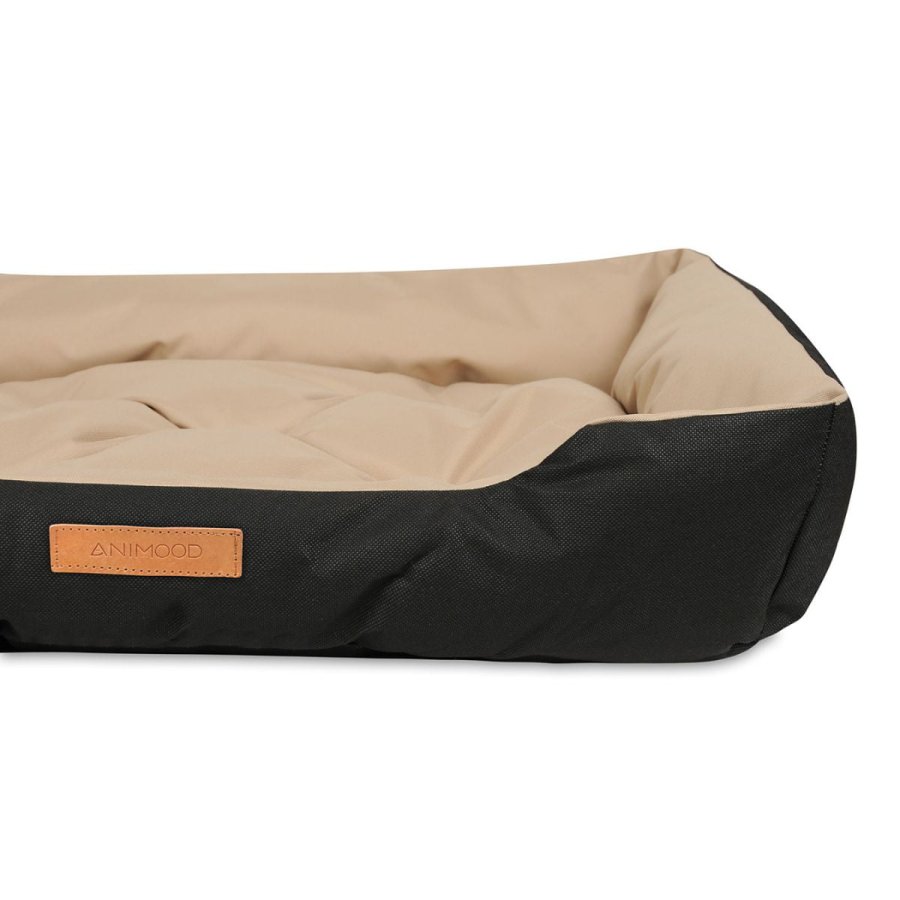 ANIMOOD Milo quiltet hundeseng, rektangulr - beige og wigofil stof (76x60)