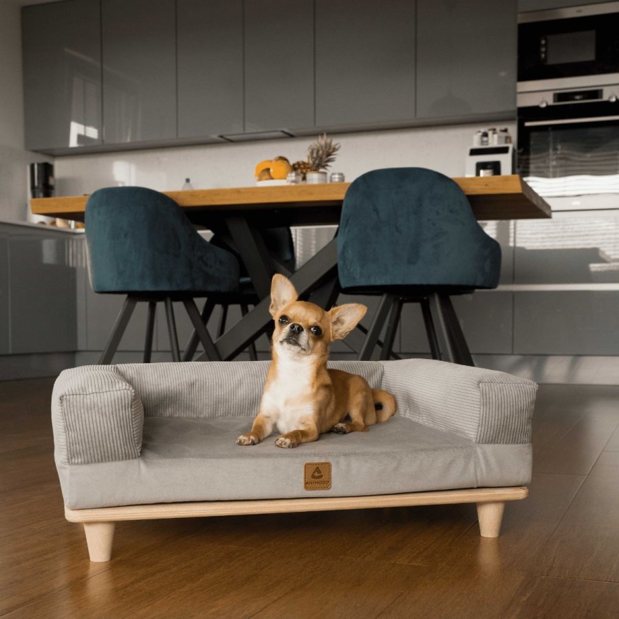 ANIMOOD Sonya sofa til kledyr, rektangulr - gr fljl og fyrretr (67x53)