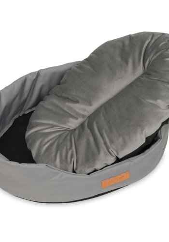 ANIMOOD Mia hundeseng, oval - gr fljl stof (72x61)