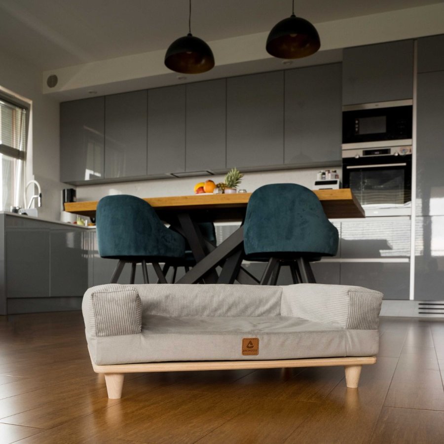 ANIMOOD Sonya sofa til kledyr, rektangulr - gr fljl og fyrretr (67x53)