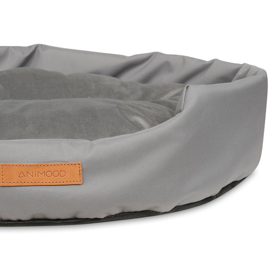 ANIMOOD Mia hundeseng, oval - gr fljl stof (62x51)