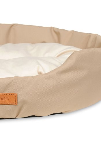 ANIMOOD Mia hundeseng, oval - beige fljl stof (72x61)