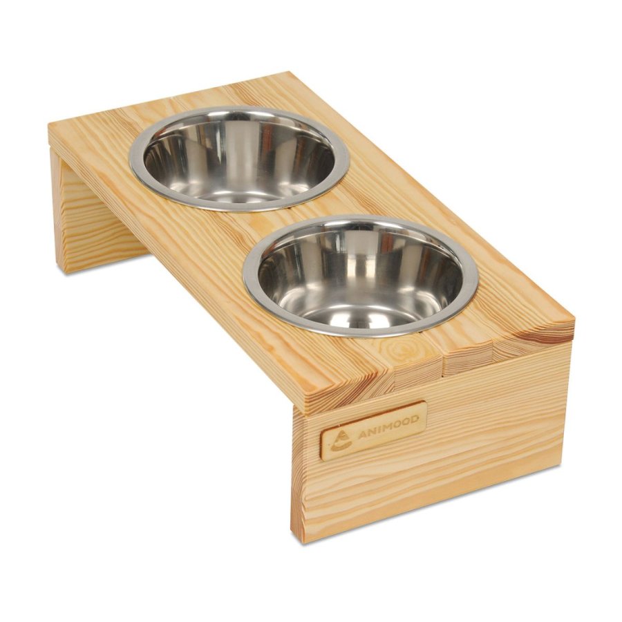 ANIMOOD Gloria stander til hundeskle, m. skle i rustfrit stl - natur fyrretr (36x12)