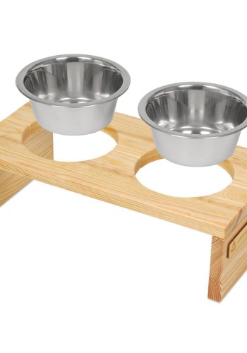 ANIMOOD Gloria stander til hundeskle, m. skle i rustfrit stl - natur fyrretr (36x12)