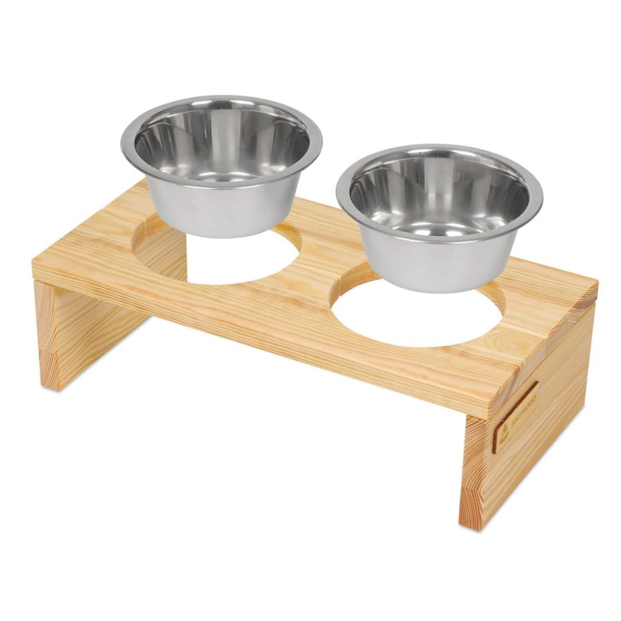 ANIMOOD Gloria stander til hundeskle, m. skle i rustfrit stl - natur fyrretr (36x12)