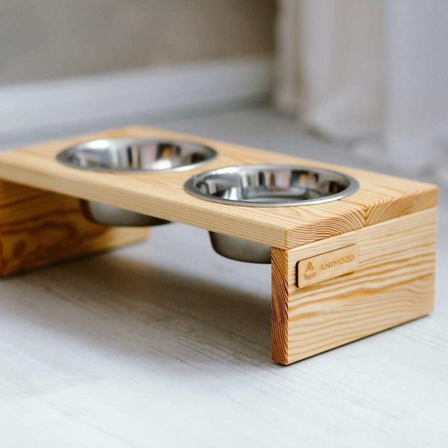 ANIMOOD Gloria stander til hundeskle, m. skle i rustfrit stl - natur fyrretr (36x12)