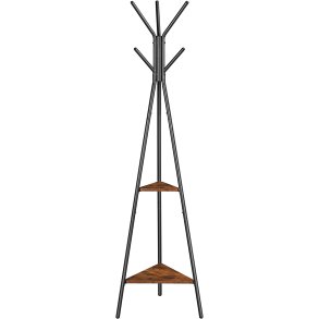 VASAGLE stumtjener, m. 6 kroge og 2 hylder - brun spnplade og sort stl