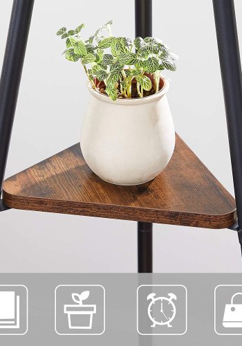 VASAGLE stumtjener, m. 6 kroge og 2 hylder - brun spnplade og sort stl