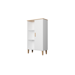 KOCOT Denver bogreol, m. 1 lge og 4 hylder - hvid og natur hickory spnplader