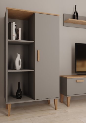 KOCOT Denver vghylde, rektangulr - chinchilla gr og natur hickory spnplader