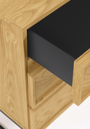 KAVE HOME Taiana kommode, m. 3 skuffer - natur egefinér og sort stl
