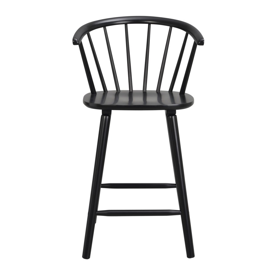 ROWICO Carmen barstol, m. rygln, armln og fodsttte - sort gummitr