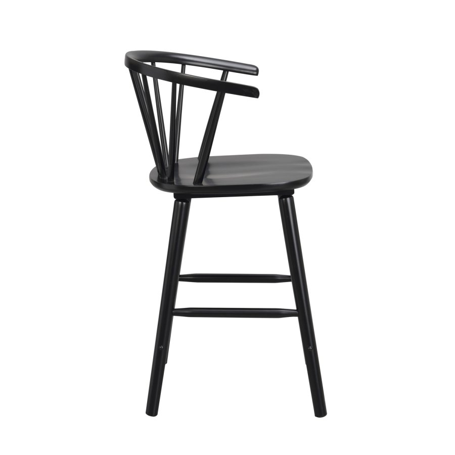 ROWICO Carmen barstol, m. rygln, armln og fodsttte - sort gummitr