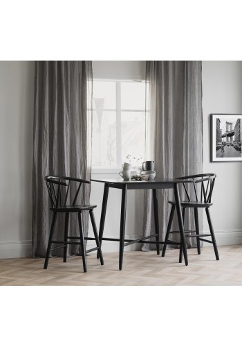 ROWICO Carmen barstol, m. rygln, armln og fodsttte - sort gummitr